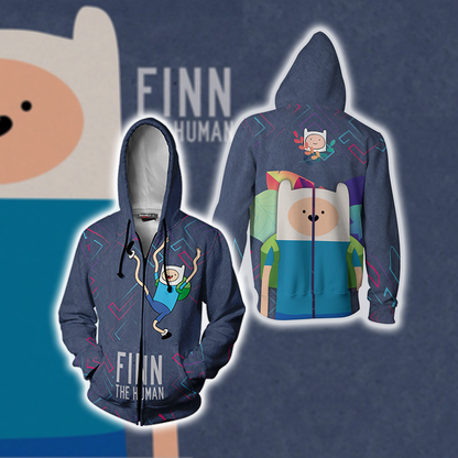 Adventure Time - Finn The Human Unisex 3D T-shirt Zip Hoodie