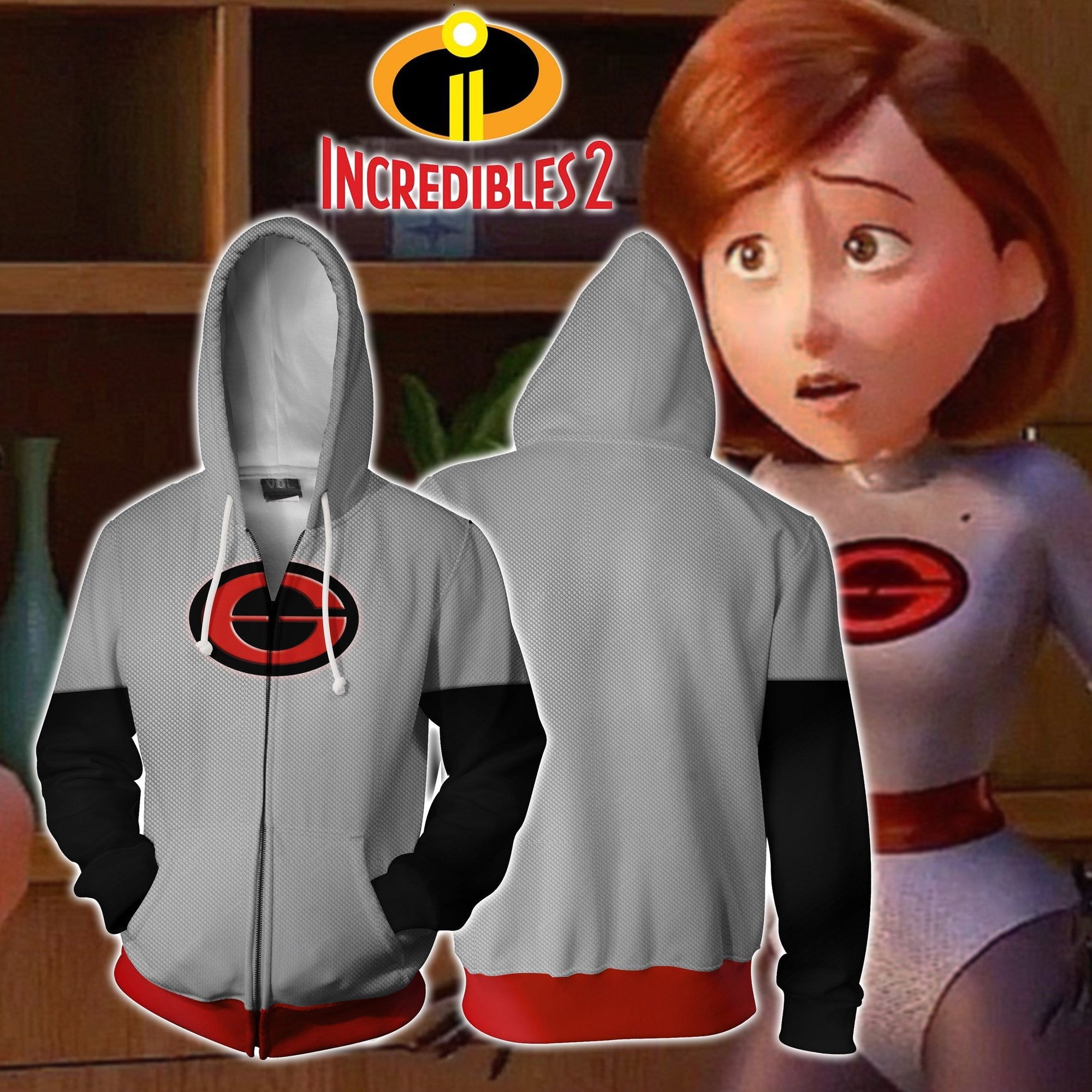 Incredible 2 Elastigirl Cosplay New Look Zip Up Hoodie Jacket XS  