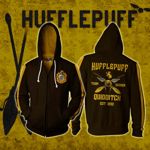Hufflepuff Quidditch Team Harry Potter Zip Up Hoodie