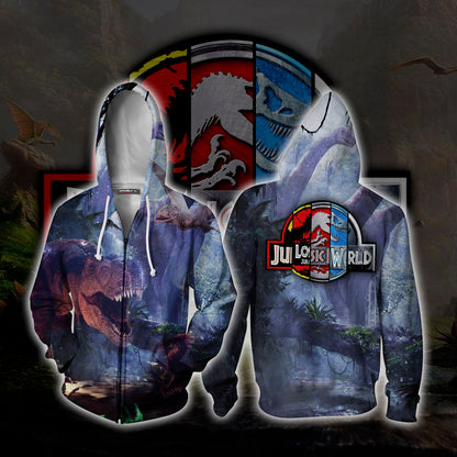 Jurassic World Unisex 3D T-shirt Zip Hoodie