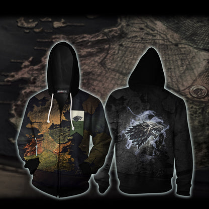 Winter Is Coming Stark Game Of Thrones Zip Up Hoodie 5XL