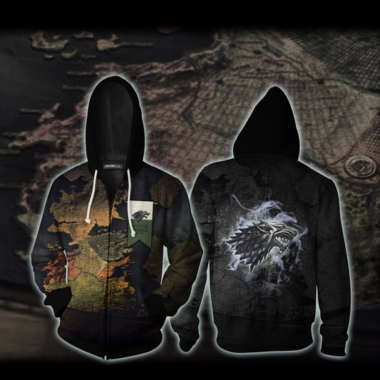 Winter Is Coming Stark Game Of Thrones Zip Up Hoodie 5XL