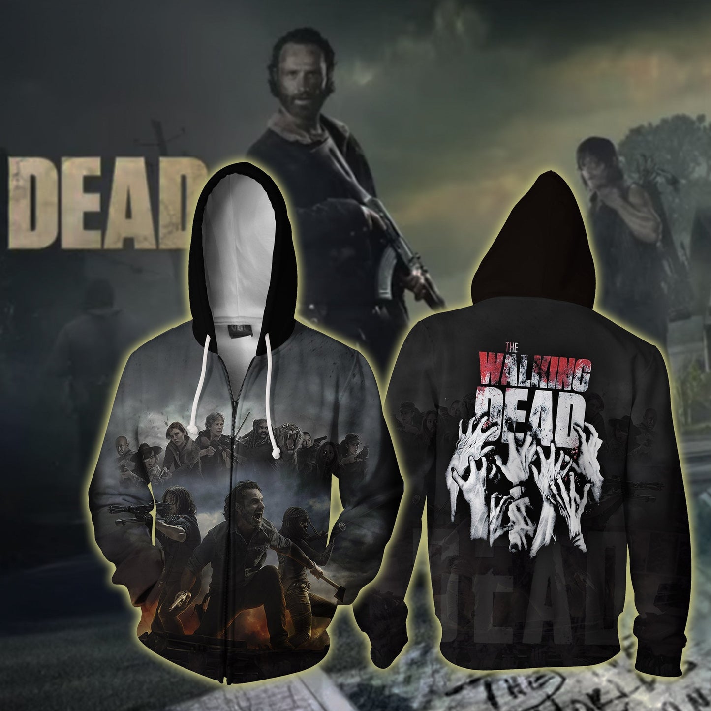 The Walking Dead 3D Zip Up Hoodie 5XL