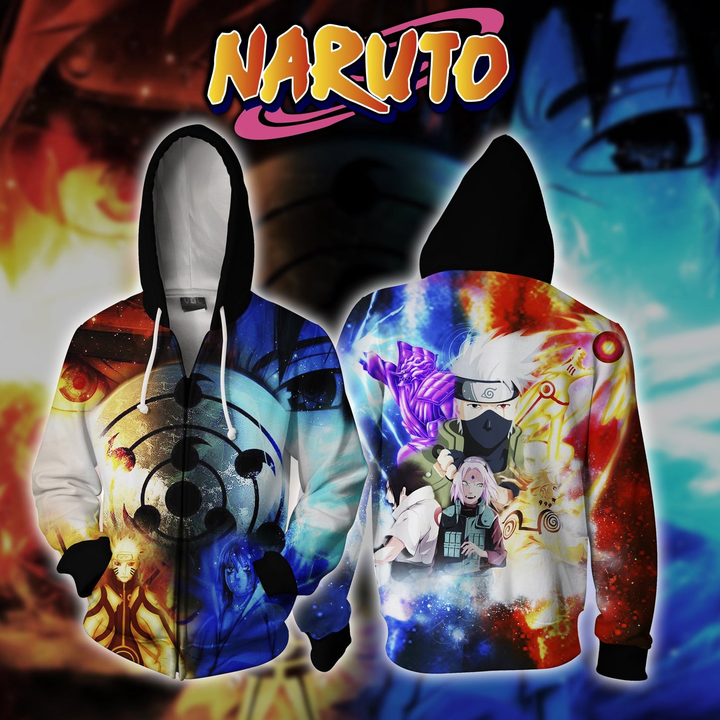 Naruto And Sasuke Zip Up Hoodie Jacket