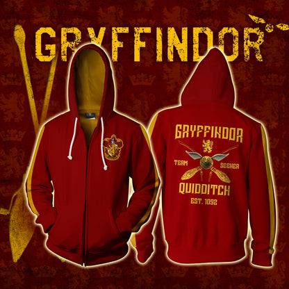 Gryffindor Quidditch Team Harry Potter Zip Up Hoodie