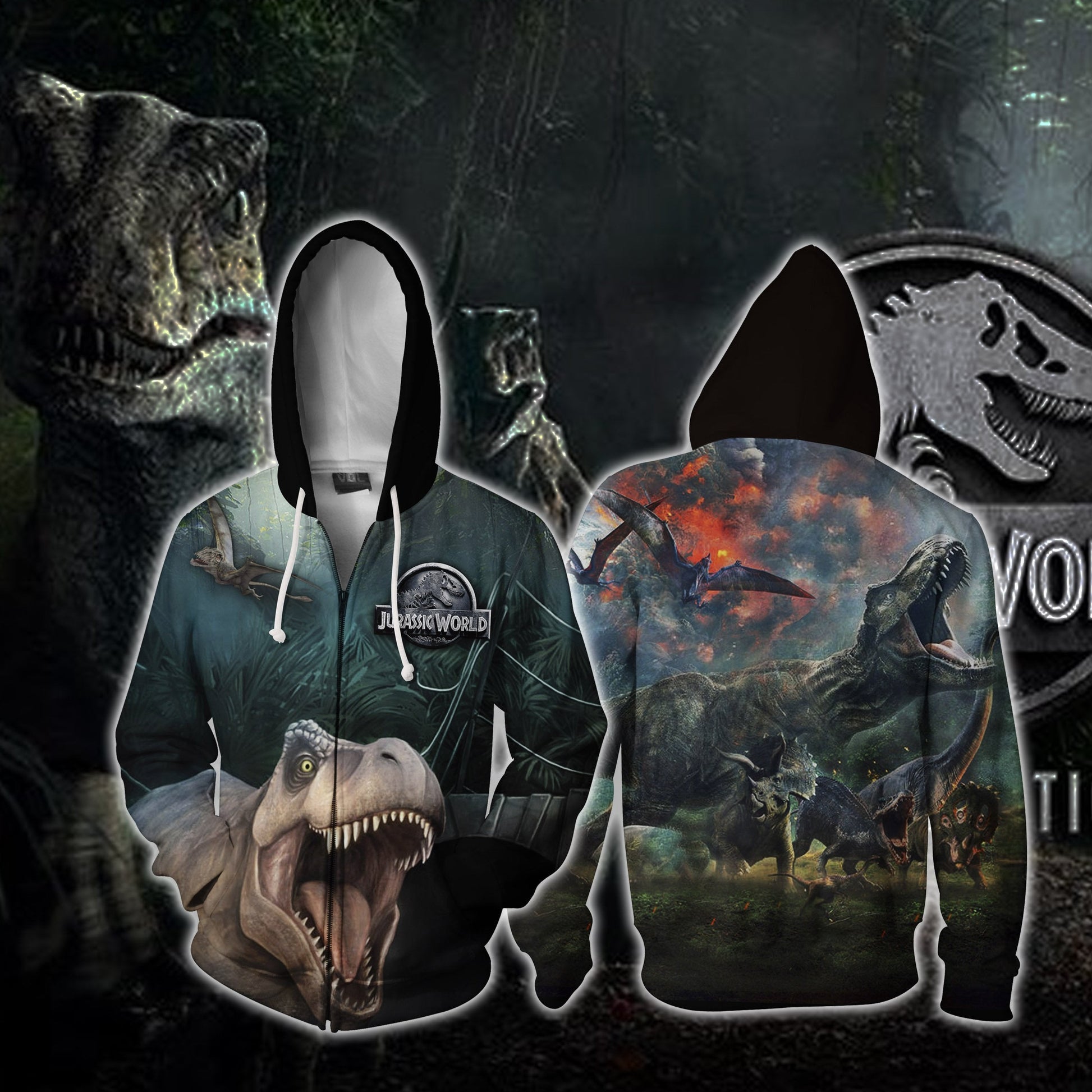 Jurassic World 3D Zip Up Hoodie 5XL
