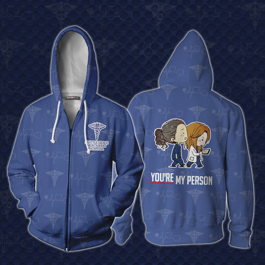You're My Person Grey's Anatomy Zip Up Hoodie 5XL