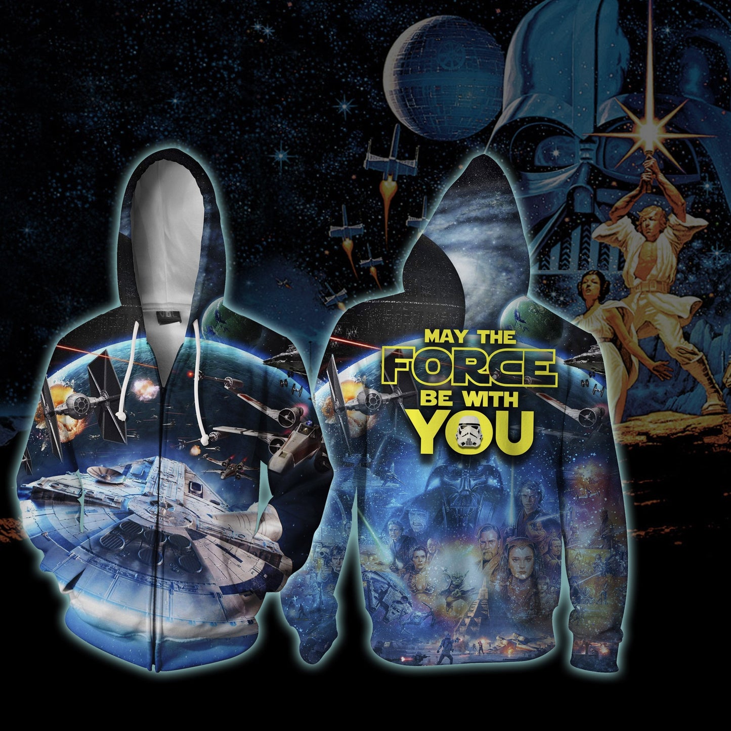 Star Wars May The Force Be With You Zip Up Hoodie 5XL