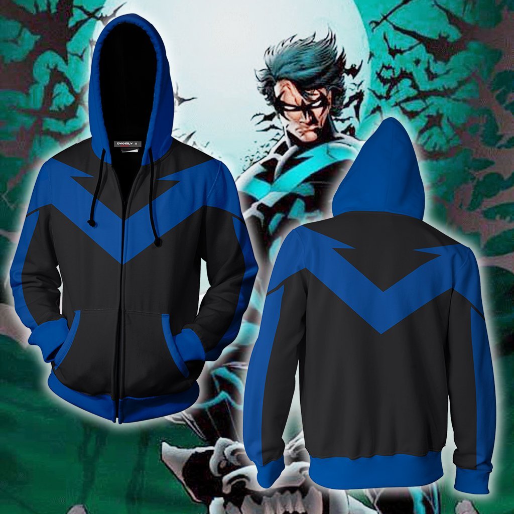 Nightwing Cosplay Zip Up Hoodie Jacket Version 1