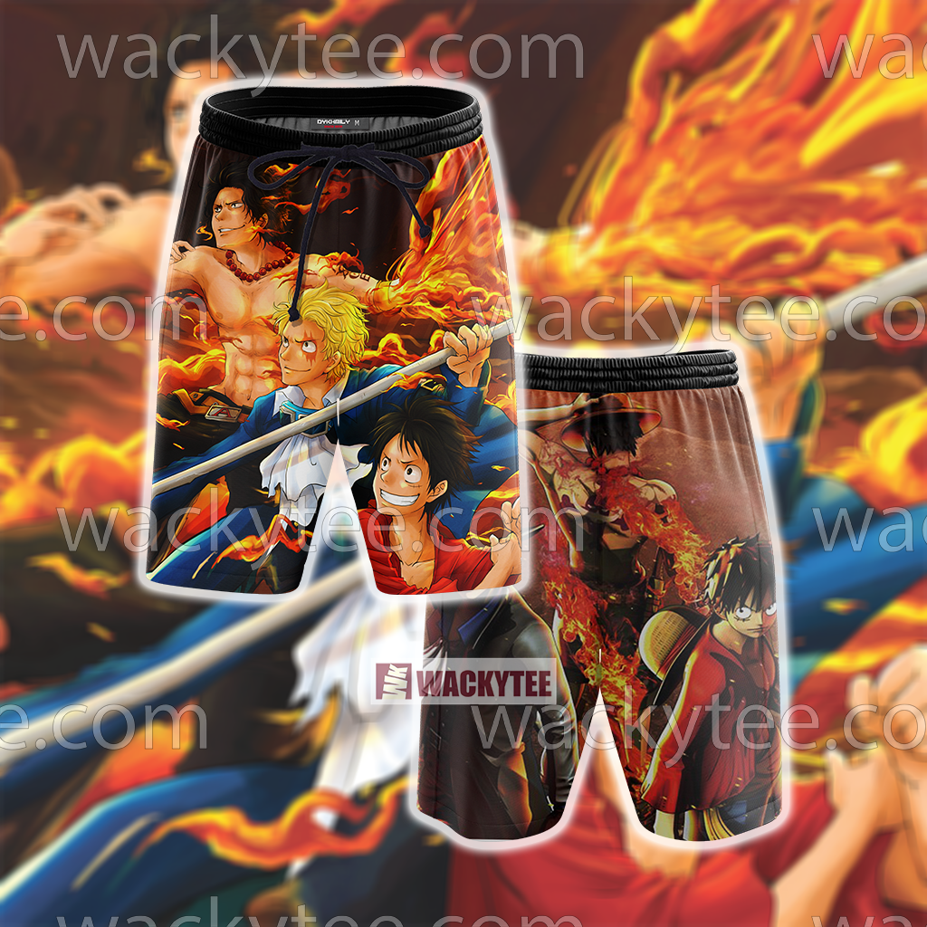 One Piece: Luffy - Ace - Sabo 3D T-shirt Beach Shorts