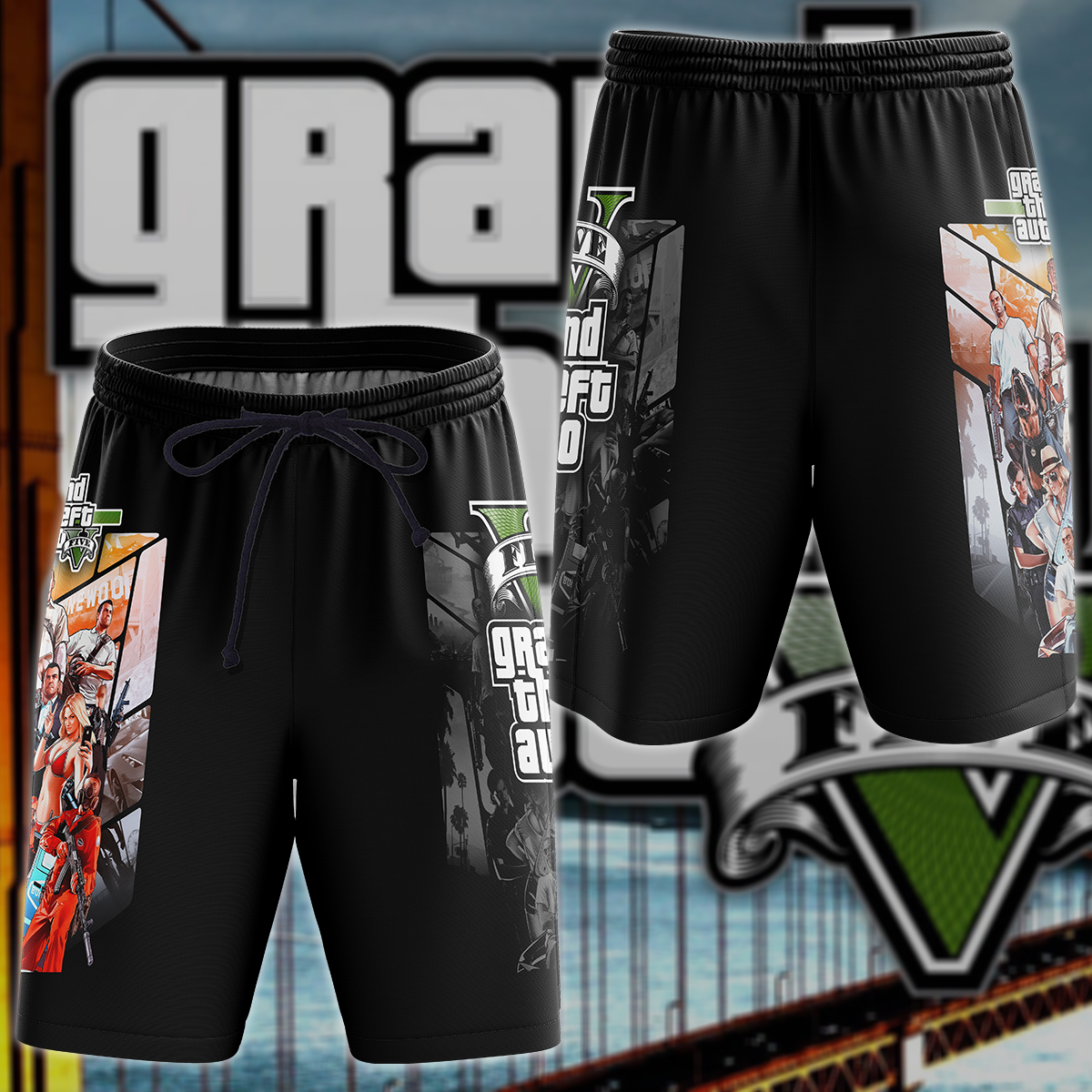 GTA Grand Theft Auto V Video Game 3D All Over Print T-shirt Tank Top Zip Hoodie Pullover Hoodie Hawaiian Shirt Beach Shorts Jogger Beach Shorts