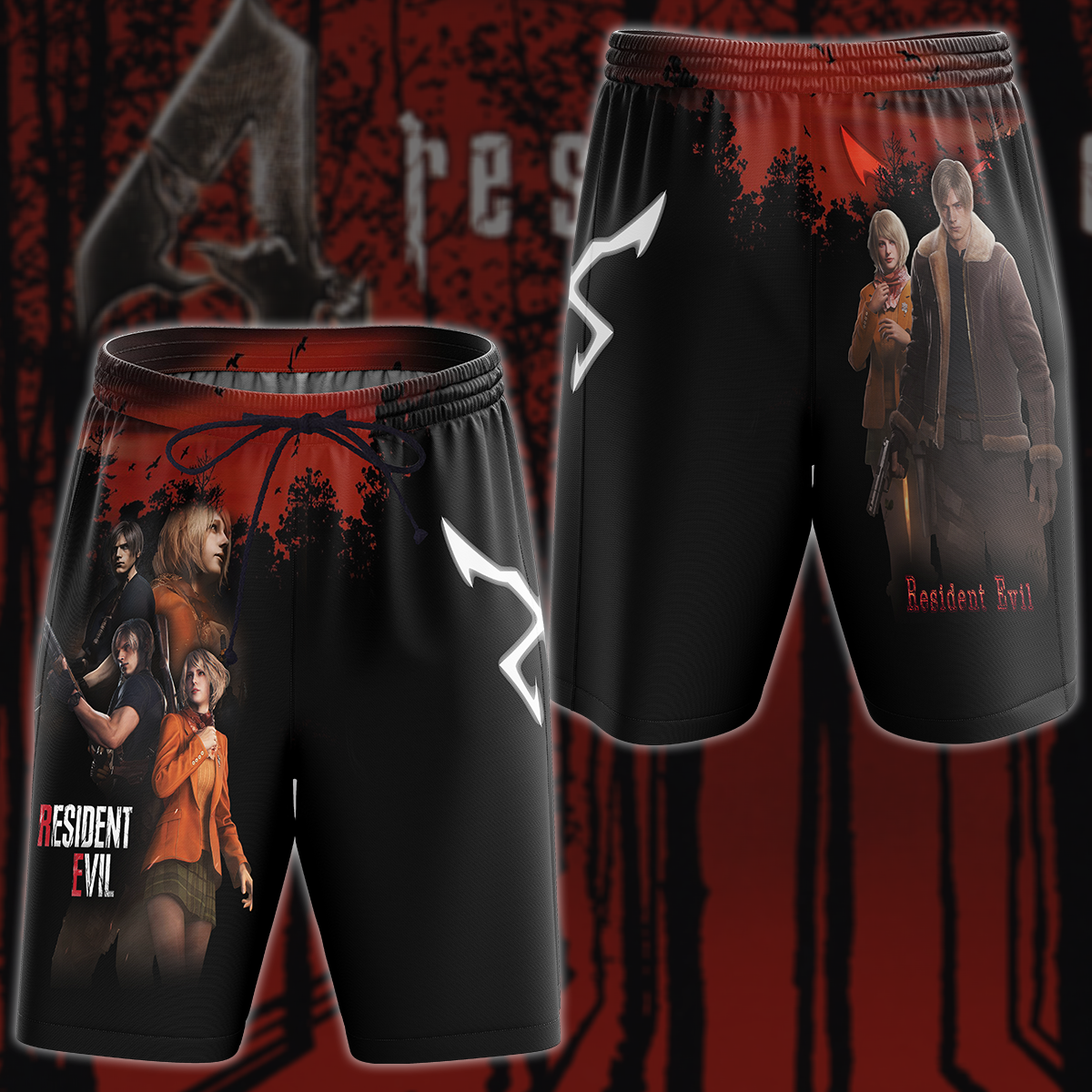 Resident Evil: Leon & Ashley Video Game 3D All Over Printed T-shirt Tank Top Zip Hoodie Pullover Hoodie Hawaiian Shirt Beach Shorts Jogger Beach Shorts
