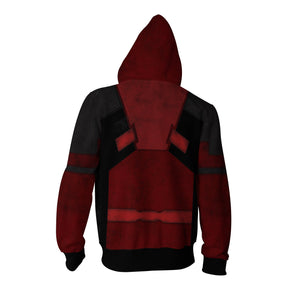 Deadpool Cosplay Zip Up Hoodie Jacket   