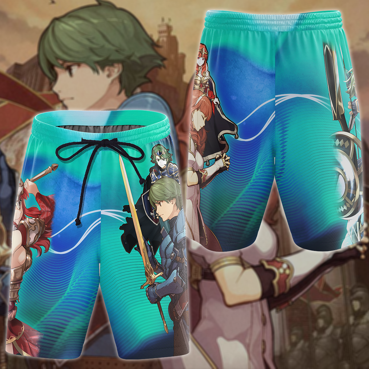 Fire Emblem Alm & Celica Video Game 3D All Over Print T-shirt Tank Top Zip Hoodie Pullover Hoodie Hawaiian Shirt Beach Shorts Jogger Beach Shorts