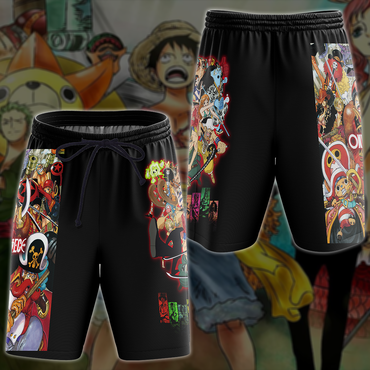 One Piece Straw Hat Pirates Anime Manga 3D All Over Print T-shirt Tank Top Zip Hoodie Pullover Hoodie Hawaiian Shirt Beach Shorts Jogger Beach Shorts