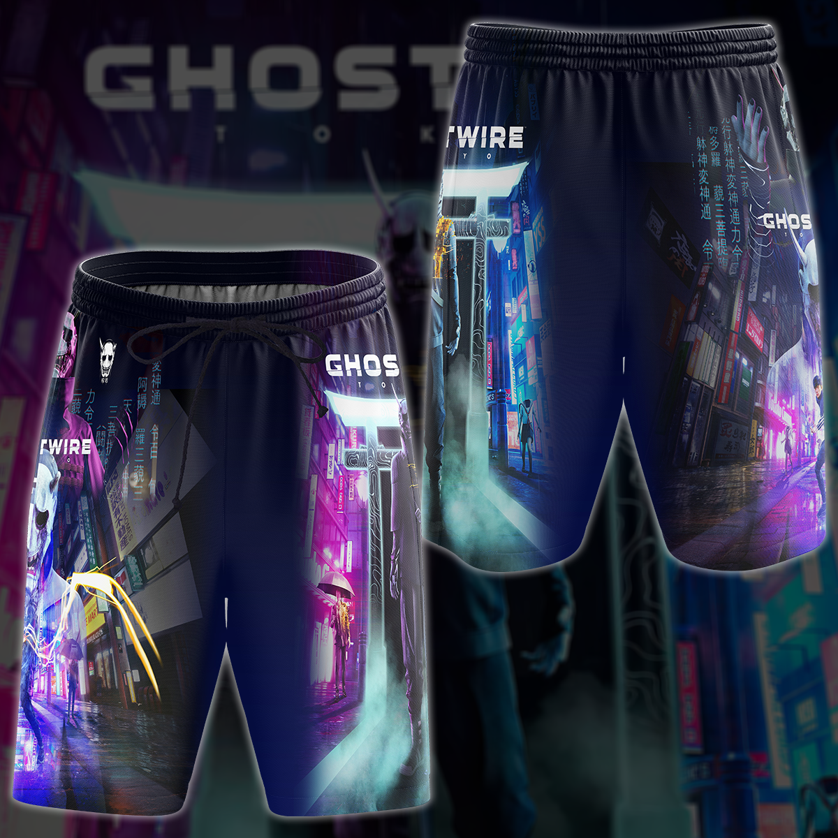 Ghostwire Tokyo Video Game 3D All Over Printed T-shirt Tank Top Zip Hoodie Pullover Hoodie Hawaiian Shirt Beach Shorts Jogger Beach Shorts
