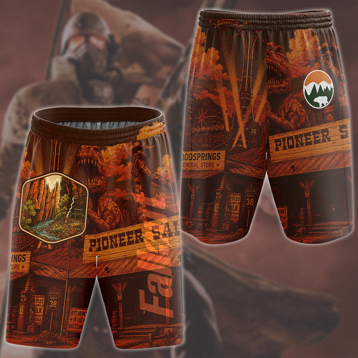 Fallout: New Vegas Vintage National Park Style Video Game All Over Printed T-shirt Tank Top Zip Hoodie Pullover Hoodie Hawaiian Shirt Beach Shorts Joggers