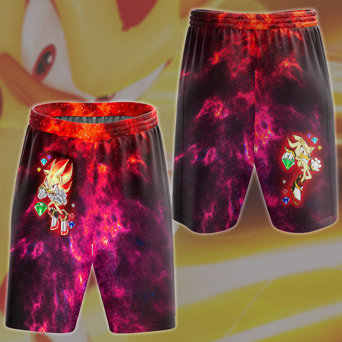Sonic Super Shadow Chaos Emeralds Video Game All Over Printed T-shirt Tank Top Zip Hoodie Pullover Hoodie Hawaiian Shirt Beach Shorts Joggers Beach Shorts