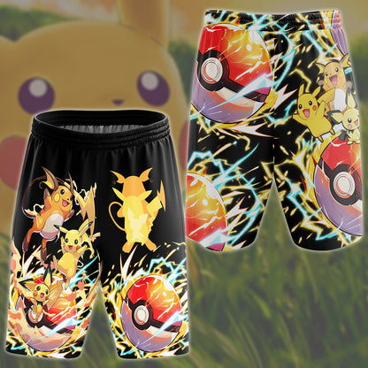 Pikachu Evolution Video Game All Over Printed T-shirt Tank Top Zip Hoodie Pullover Hoodie Hawaiian Shirt Beach Shorts Joggers Beach Shorts