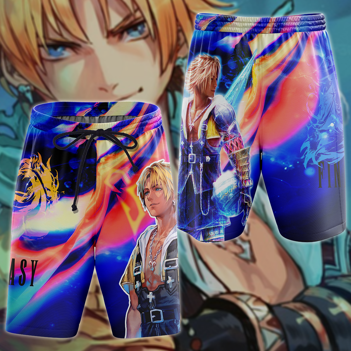 Final Fantasy X Tidus 3D All Over Print T-shirt Tank Top Zip Hoodie Pullover Hoodie Hawaiian Shirt Beach Shorts Jogger Beach Shorts
