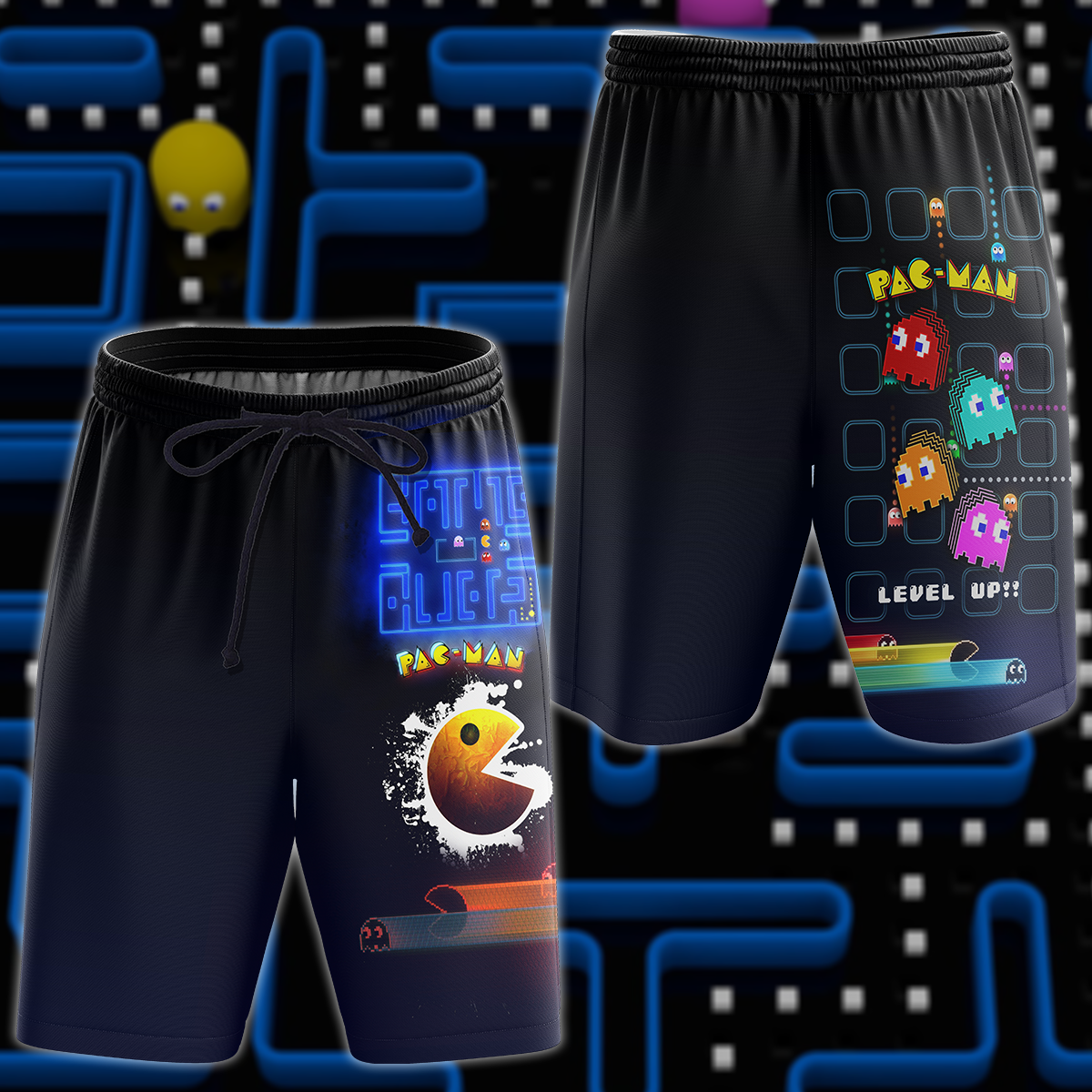 Pac Man Video Game 3D All Over Print T-shirt Tank Top Zip Hoodie Pullover Hoodie Hawaiian Shirt Beach Shorts Jogger Beach Shorts