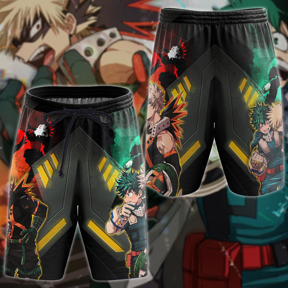 My Hero Academia: Deku x Bakugo 3D All Over Print T-shirt Tank Top Zip Hoodie Pullover Hoodie Hawaiian Shirt Beach Shorts Jogger Beach Shorts