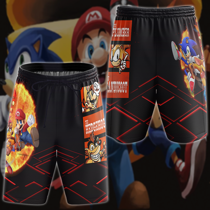 Mario Sonic Crash The Plumber The Hedgehog And The Bandicoot Video Game 3D All Over Printed T-shirt Tank Top Zip Hoodie Pullover Hoodie Hawaiian Shirt Beach Shorts Jogger Beach Shorts