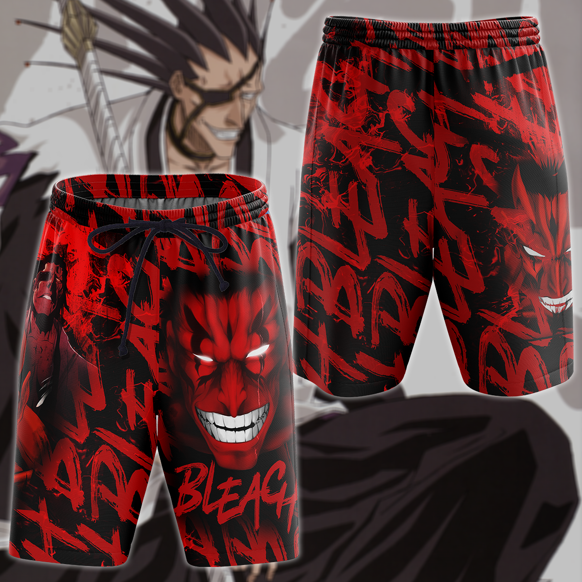 Bleach Kenpachi Zaraki Anime Manga 3D All Over Print T-shirt Tank Top Zip Hoodie Pullover Hoodie Hawaiian Shirt Beach Shorts Jogger Beach Shorts