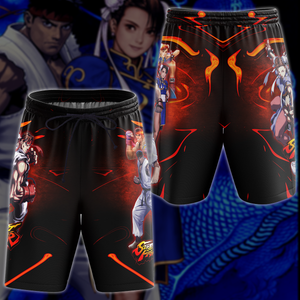 Street Fighter: Ryu & Chun-Li Video Game 3D All Over Printed T-shirt Tank Top Zip Hoodie Pullover Hoodie Hawaiian Shirt Beach Shorts Jogger Beach Shorts S 