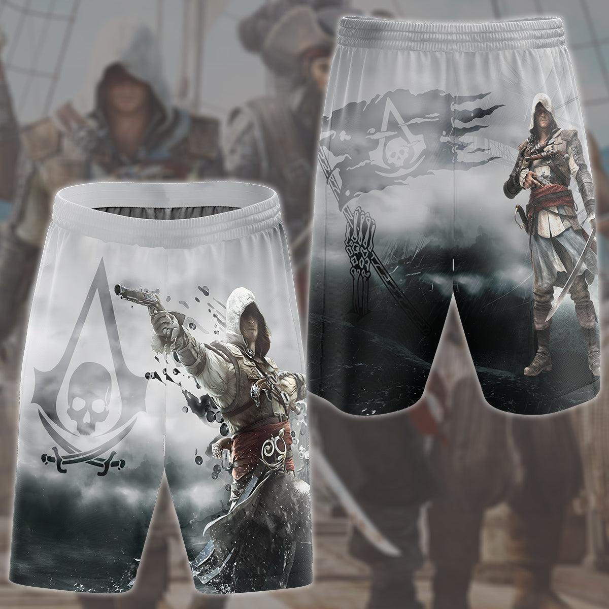 Assassin's Creed Black Flag Video Game All Over Printed T-shirt Tank Top Zip Hoodie Pullover Hoodie Hawaiian Shirt Beach Shorts Joggers Beach Shorts