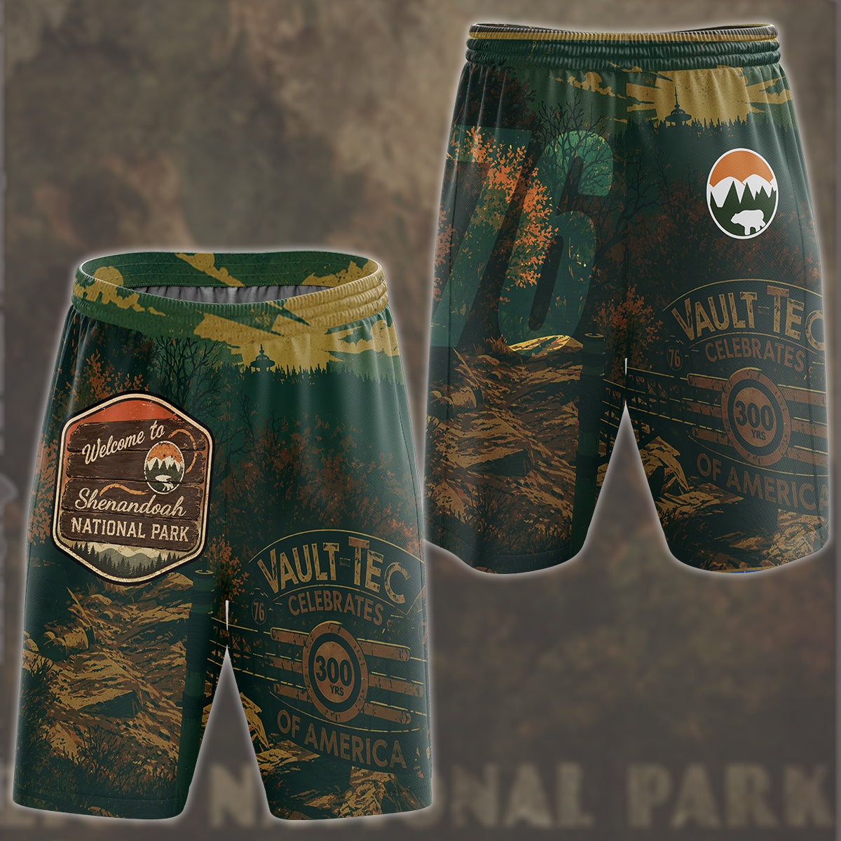 Fallout 76 Vintage National Park Style Video Game All Over Printed T-shirt Tank Top Zip Hoodie Pullover Hoodie Hawaiian Shirt Beach Shorts Joggers
