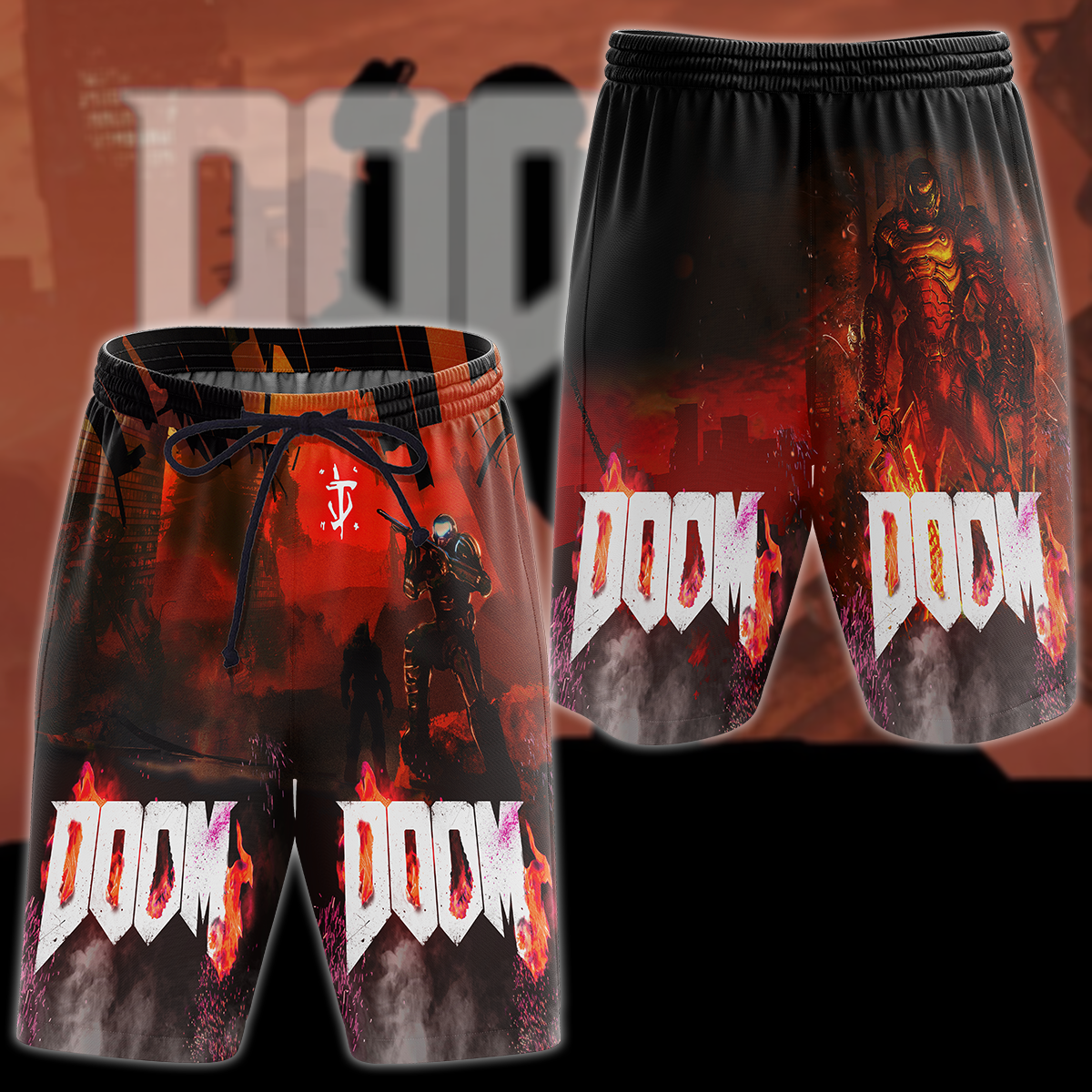 Doom Video Game 3D All Over Print T-shirt Tank Top Zip Hoodie Pullover Hoodie Hawaiian Shirt Beach Shorts Jogger Beach Shorts