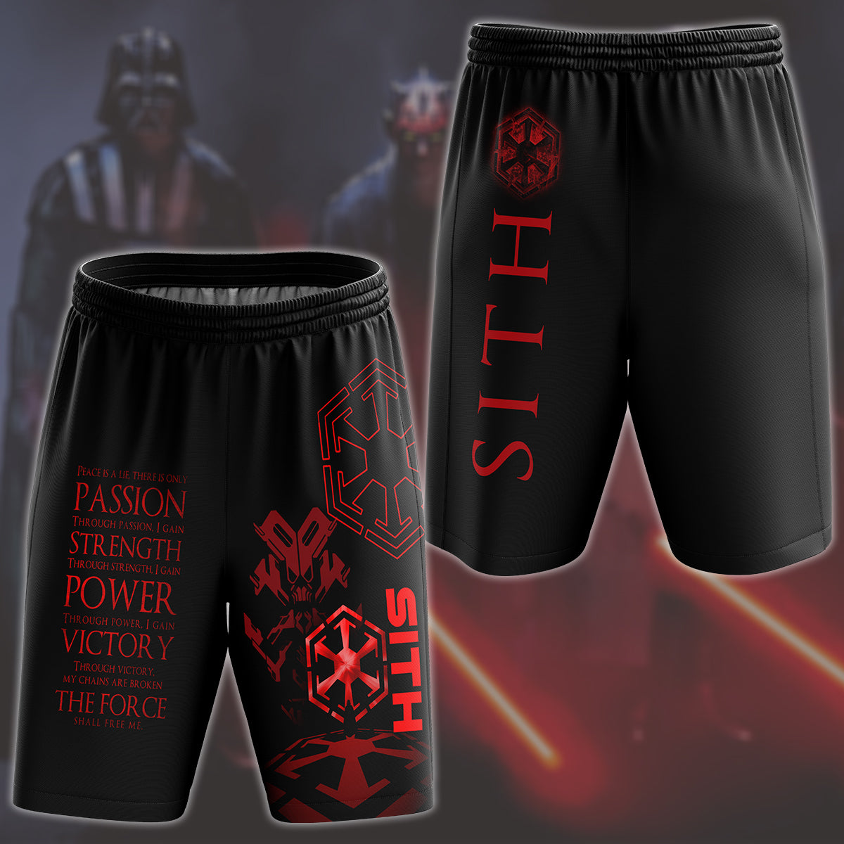 Star Wars Sith Code Unisex 3D T-shirt Beach Shorts