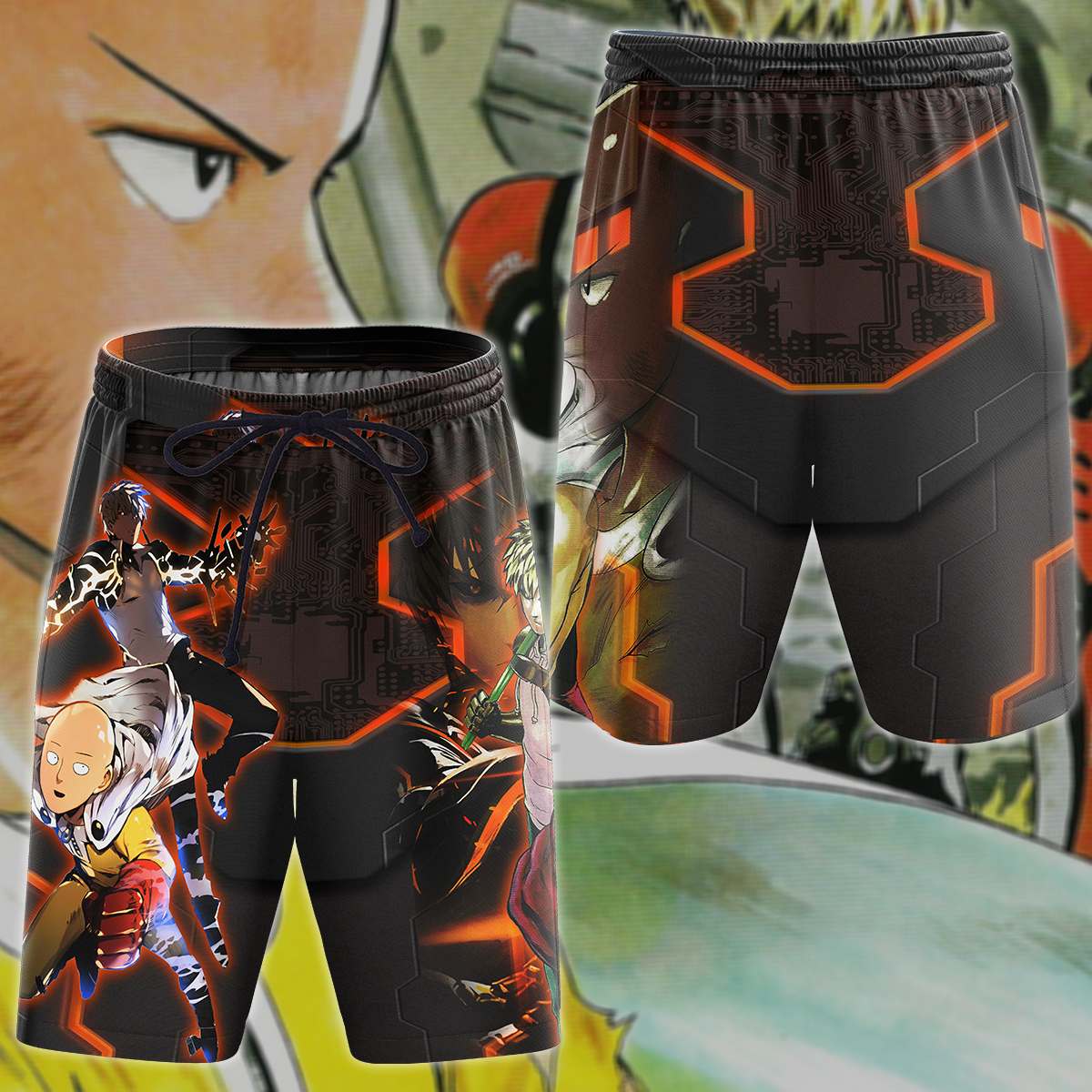 One Punch Man Saitama & Genos 3D All Over Print T-shirt Tank Top Zip Hoodie Pullover Hoodie Hawaiian Shirt Beach Shorts Jogger Beach Shorts
