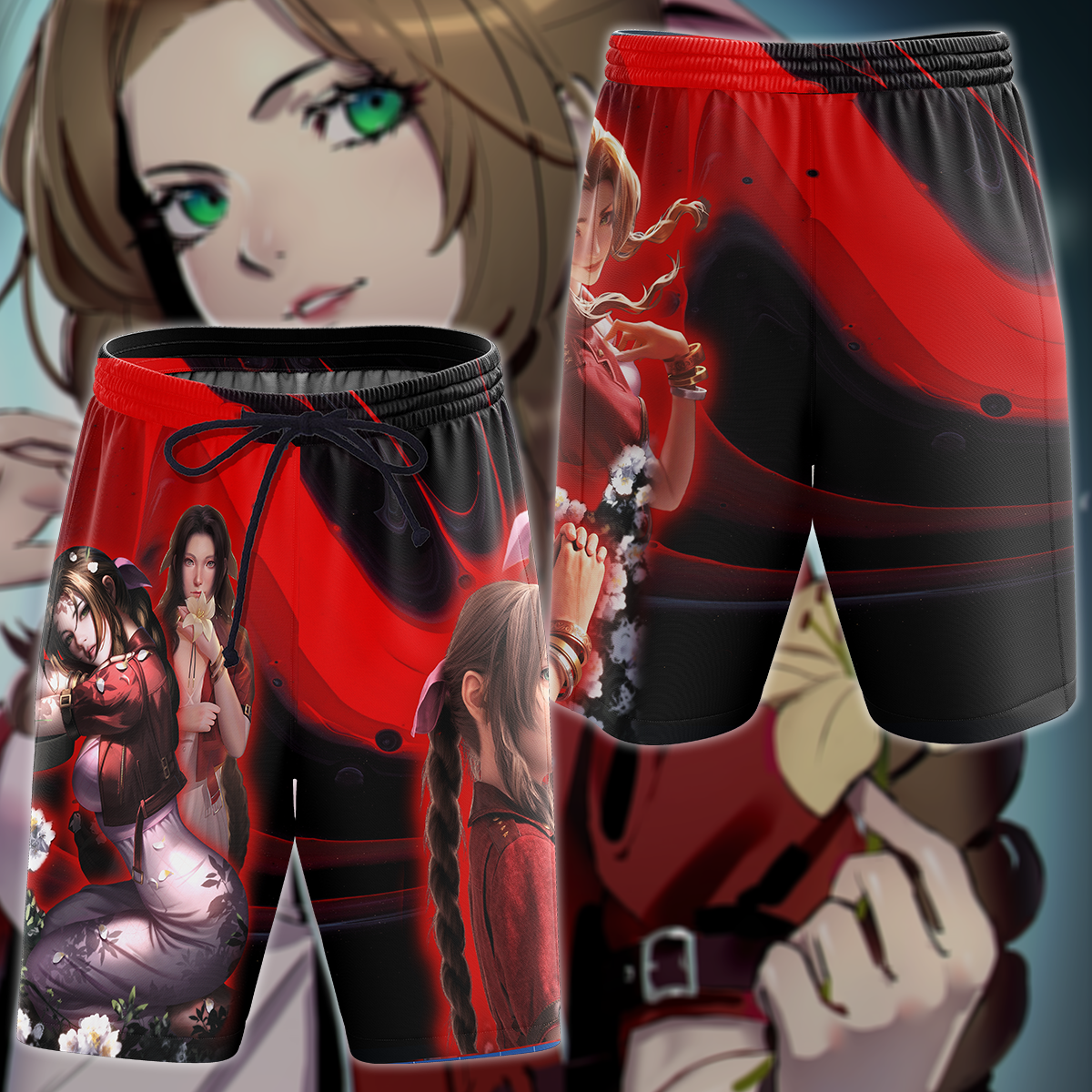 Final Fantasy VII Aerith Gainsborough Video Game 3D All Over Print T-shirt Tank Top Zip Hoodie Pullover Hoodie Hawaiian Shirt Beach Shorts Jogger Beach Shorts
