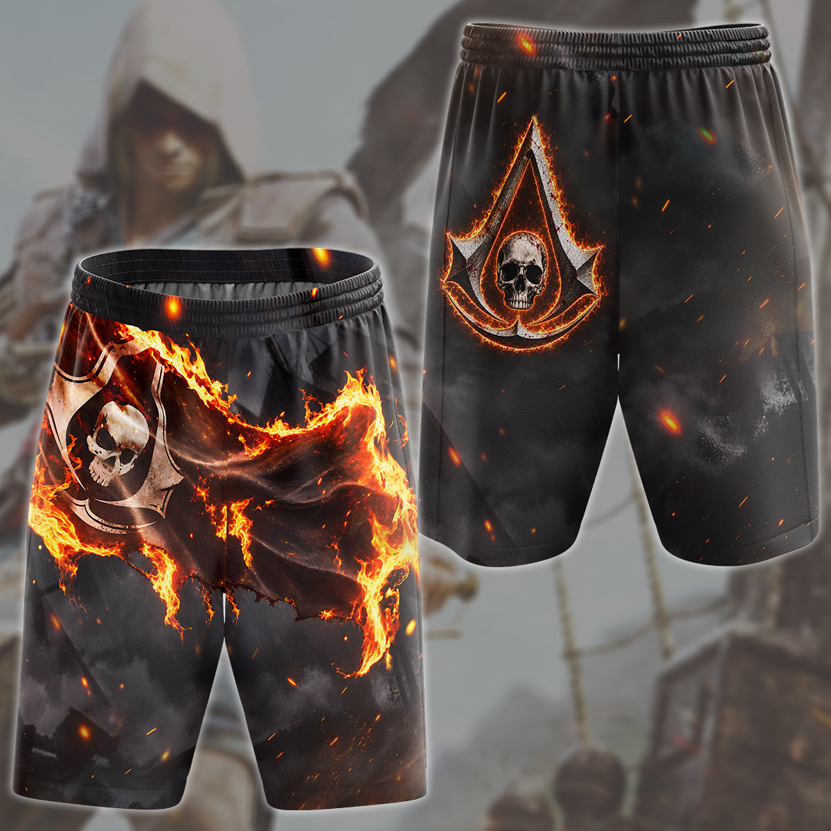 Assassin's Creed Black Flag Video Game All Over Printed T-shirt Tank Top Zip Hoodie Pullover Hoodie Hawaiian Shirt Beach Shorts Joggers Beach Shorts