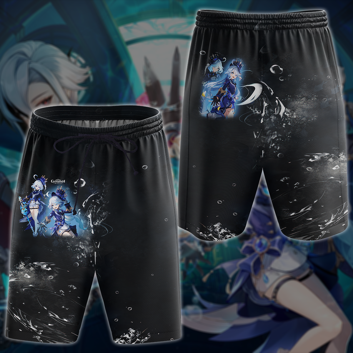 Furina Genshin Impact Video Game All Over Printed T-shirt Tank Top Zip Hoodie Pullover Hoodie Hawaiian Shirt Beach Shorts Joggers Beach Shorts