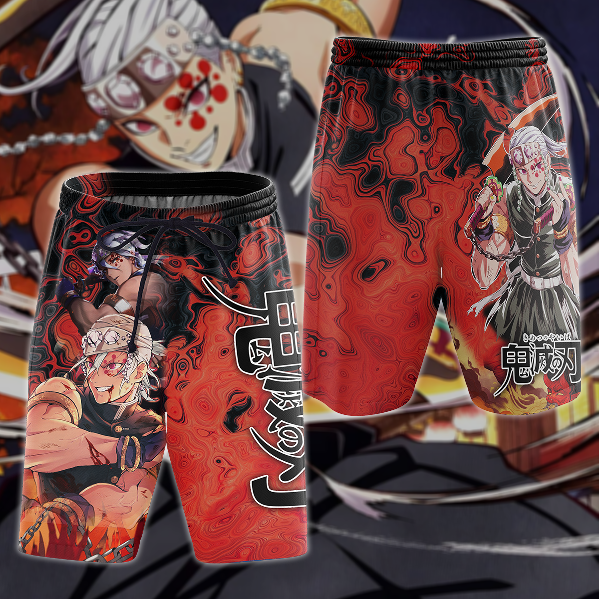 Kimetsu No Yaiba ss2: Yuukaku-hen Uzui Tengen 3D All Over Print T-shirt Tank Top Zip Hoodie Pullover Hoodie Hawaiian Shirt Beach Shorts Jogger Beach Shorts