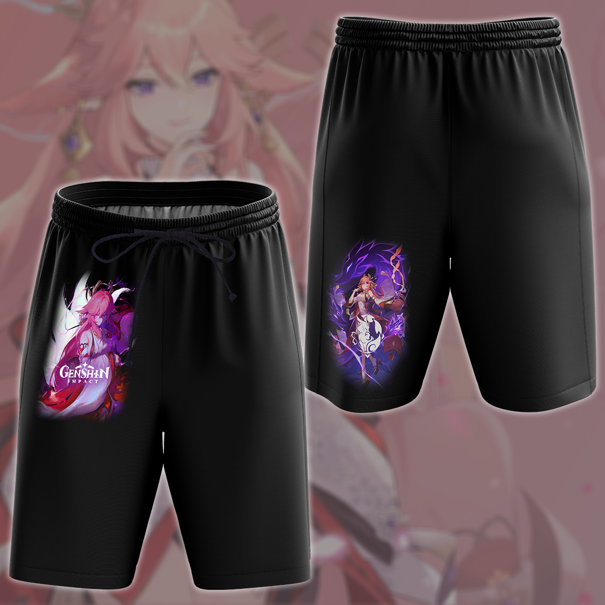 Genshin Impact Yae Miko Video Game All Over Printed T-shirt Tank Top Zip Hoodie Pullover Hoodie Hawaiian Shirt Beach Shorts Joggers Beach Shorts
