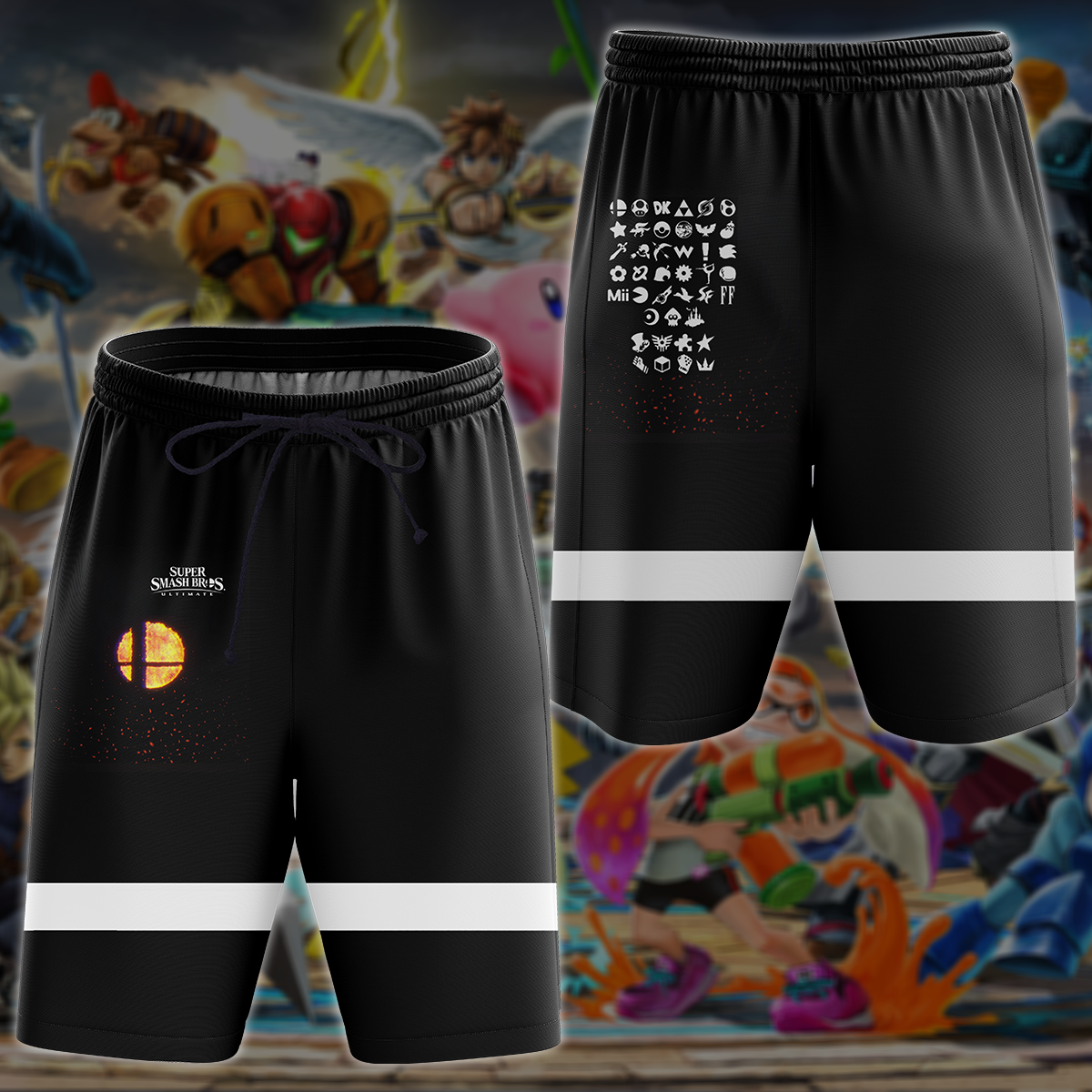 Super Smash Bros. Ultimate Video Game All Over Printed T-shirt Tank Top Zip Hoodie Pullover Hoodie Hawaiian Shirt Beach Shorts Joggers Beach Shorts
