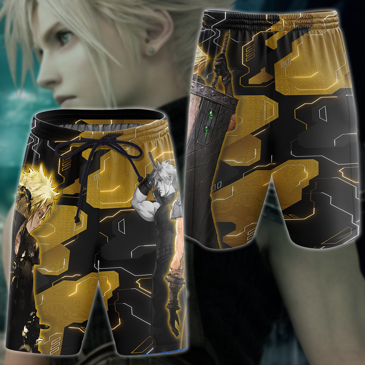 Final Fantasy VII Cloud Strife Video Game 3D All Over Print T-shirt Tank Top Zip Hoodie Pullover Hoodie Hawaiian Shirt Beach Shorts Jogger Beach Shorts