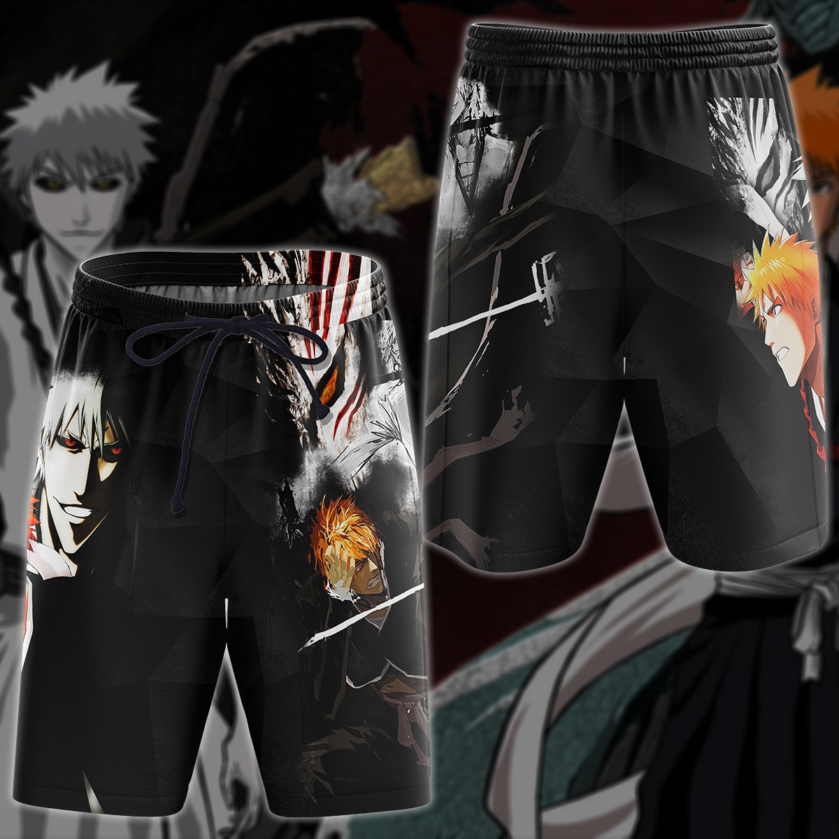 Bleach Kurosaki x Shirosaki Anime 3D All Over Print T-shirt Tank Top Zip Hoodie Pullover Hoodie Hawaiian Shirt Beach Shorts Jogger Beach Shorts