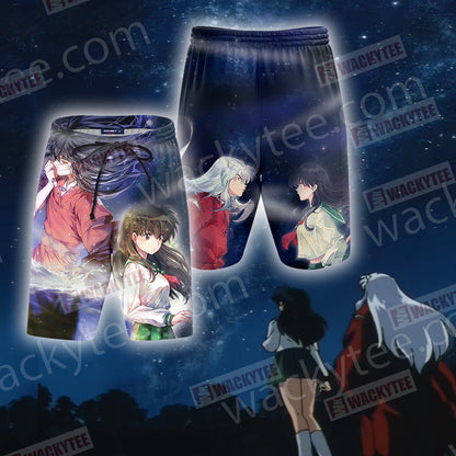 Inuyasha and Kagome New Look 3D T-shirt Beach Shorts
