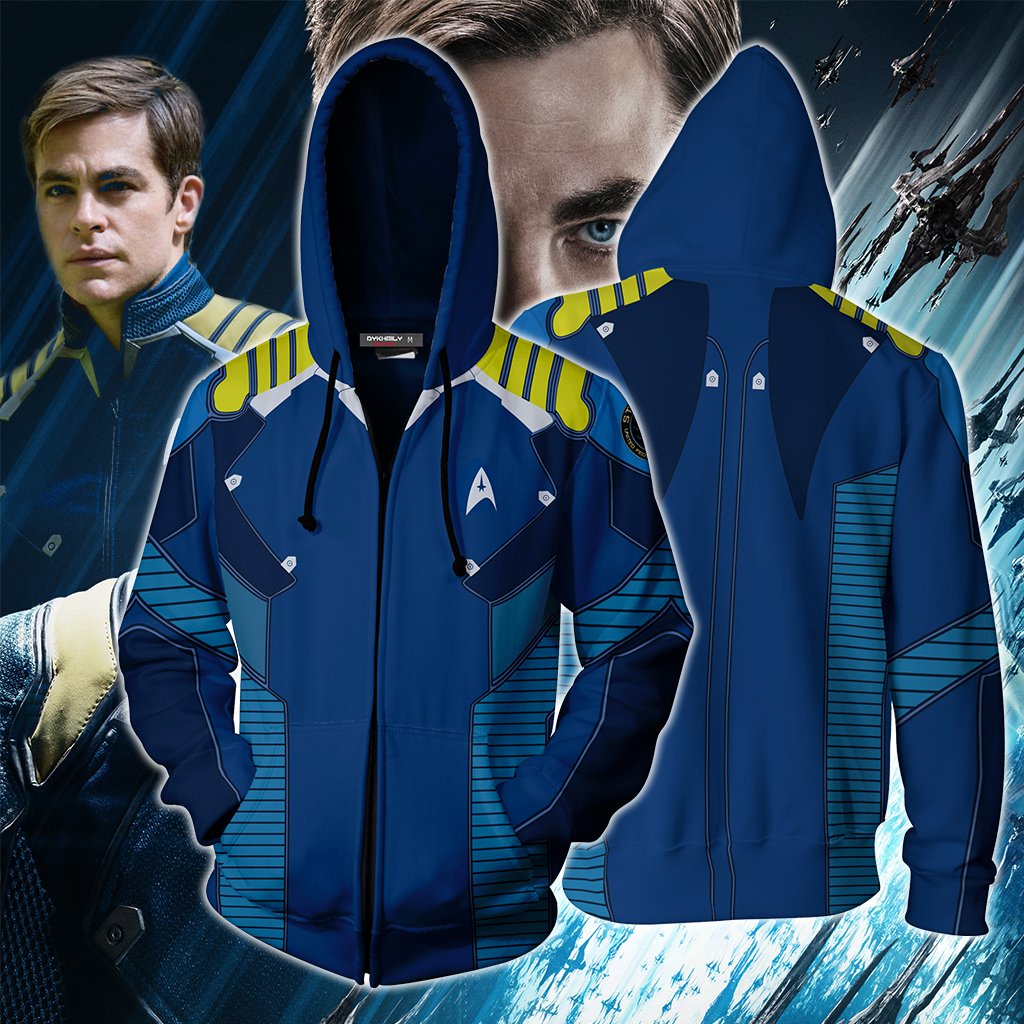 Star Trek Beyond James T. Kirk Cosplay Zip Up Hoodie Jacket 5XL