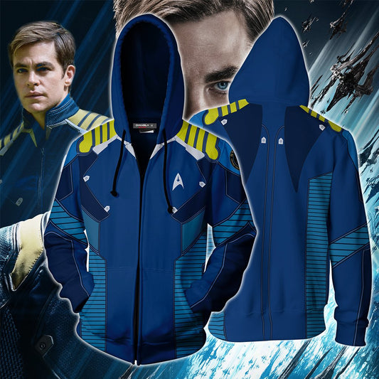 Star Trek Beyond James T. Kirk Cosplay Zip Up Hoodie Jacket 5XL