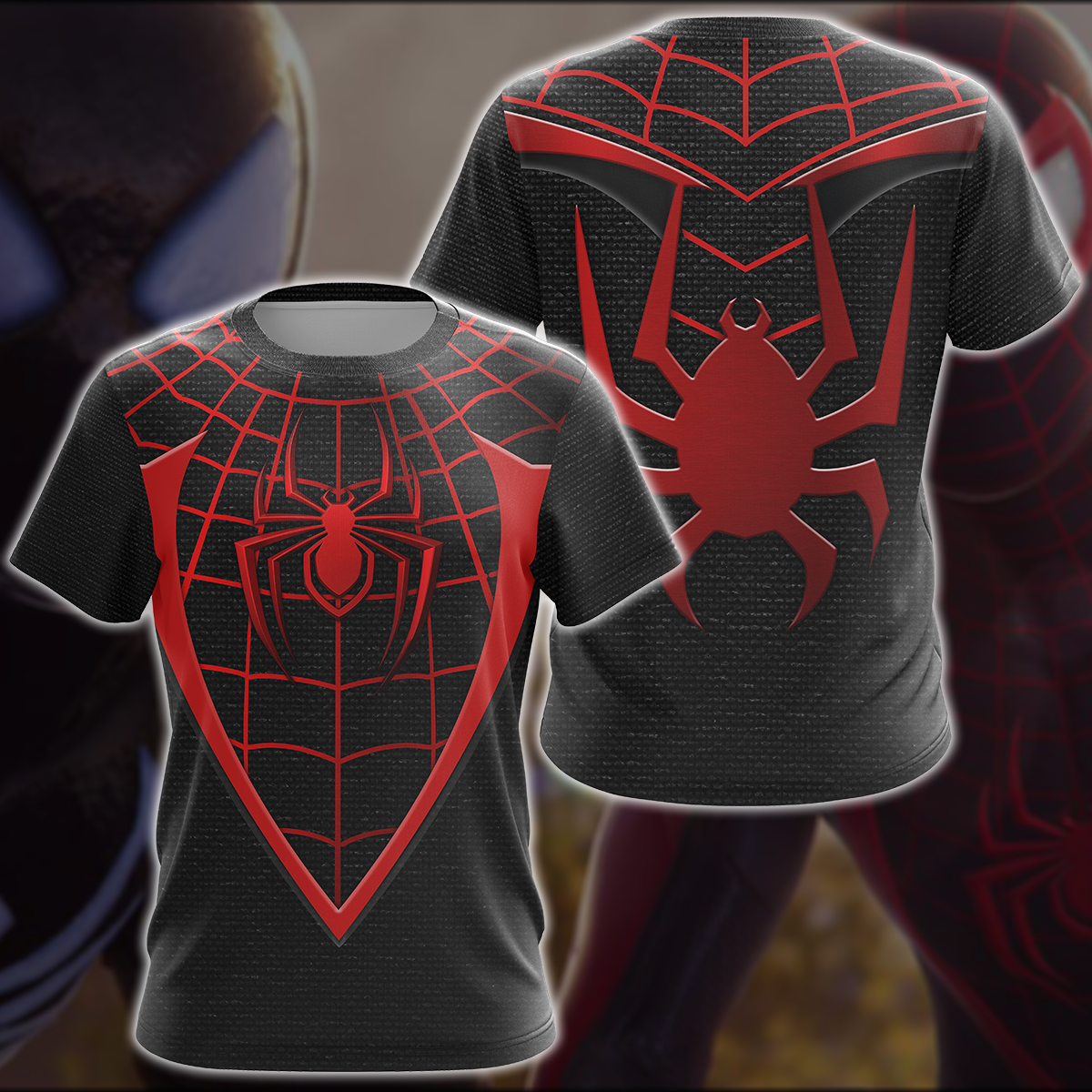 Spider-Man 2 Miles Morales Upgraded Suit Cosplay Video Game All Over Printed T-shirt Tank Top Zip Hoodie Pullover Hoodie Hawaiian Shirt Beach Shorts Joggers T-shirt