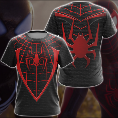 Spider-Man 2 Miles Morales Upgraded Suit Cosplay Video Game All Over Printed T-shirt Tank Top Zip Hoodie Pullover Hoodie Hawaiian Shirt Beach Shorts Joggers T-shirt