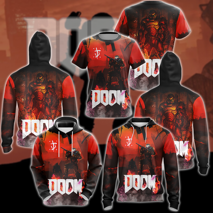 Doom Video Game 3D All Over Print T-shirt Tank Top Zip Hoodie Pullover Hoodie Hawaiian Shirt Beach Shorts Jogger