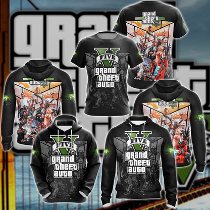GTA Grand Theft Auto V Video Game 3D All Over Print T-shirt Tank Top Zip Hoodie Pullover Hoodie Hawaiian Shirt Beach Shorts Jogger