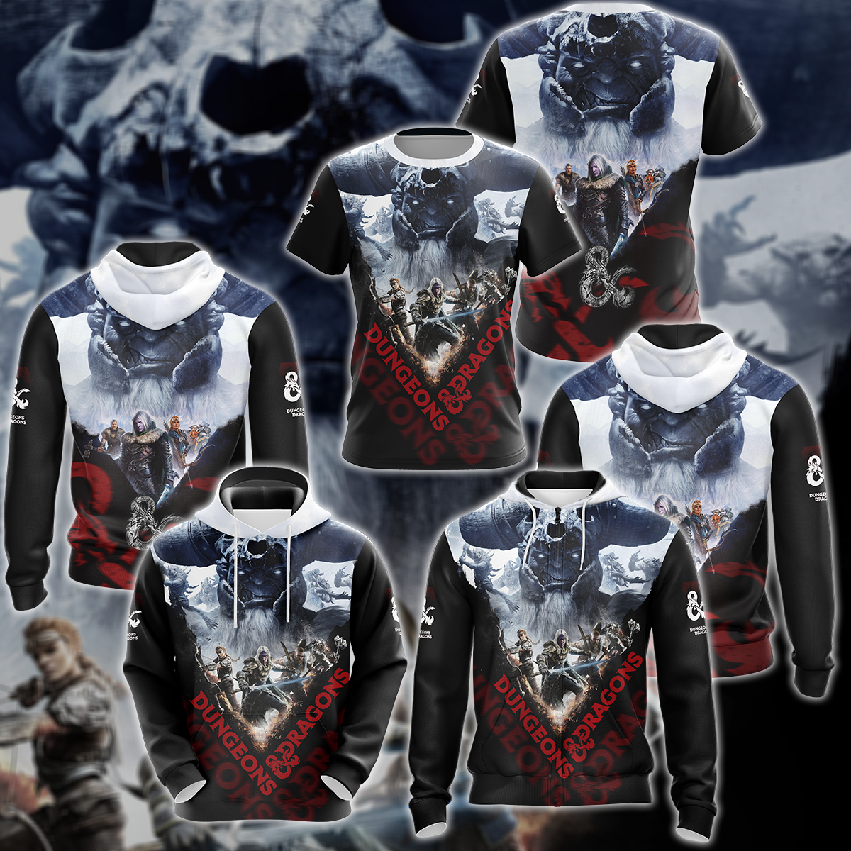 Dungeons And Dragons Video Game 3D All Over Print T-shirt Tank Top Zip Hoodie Pullover Hoodie Hawaiian Shirt Beach Shorts Jogger